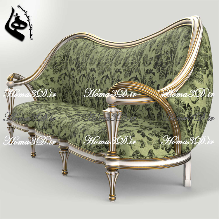 فایل طراحی 3بعدی دانلودی جهت تولید کاناپه لوکس با فریم زیبا، جدید و پرفروش با رندر طبیعی