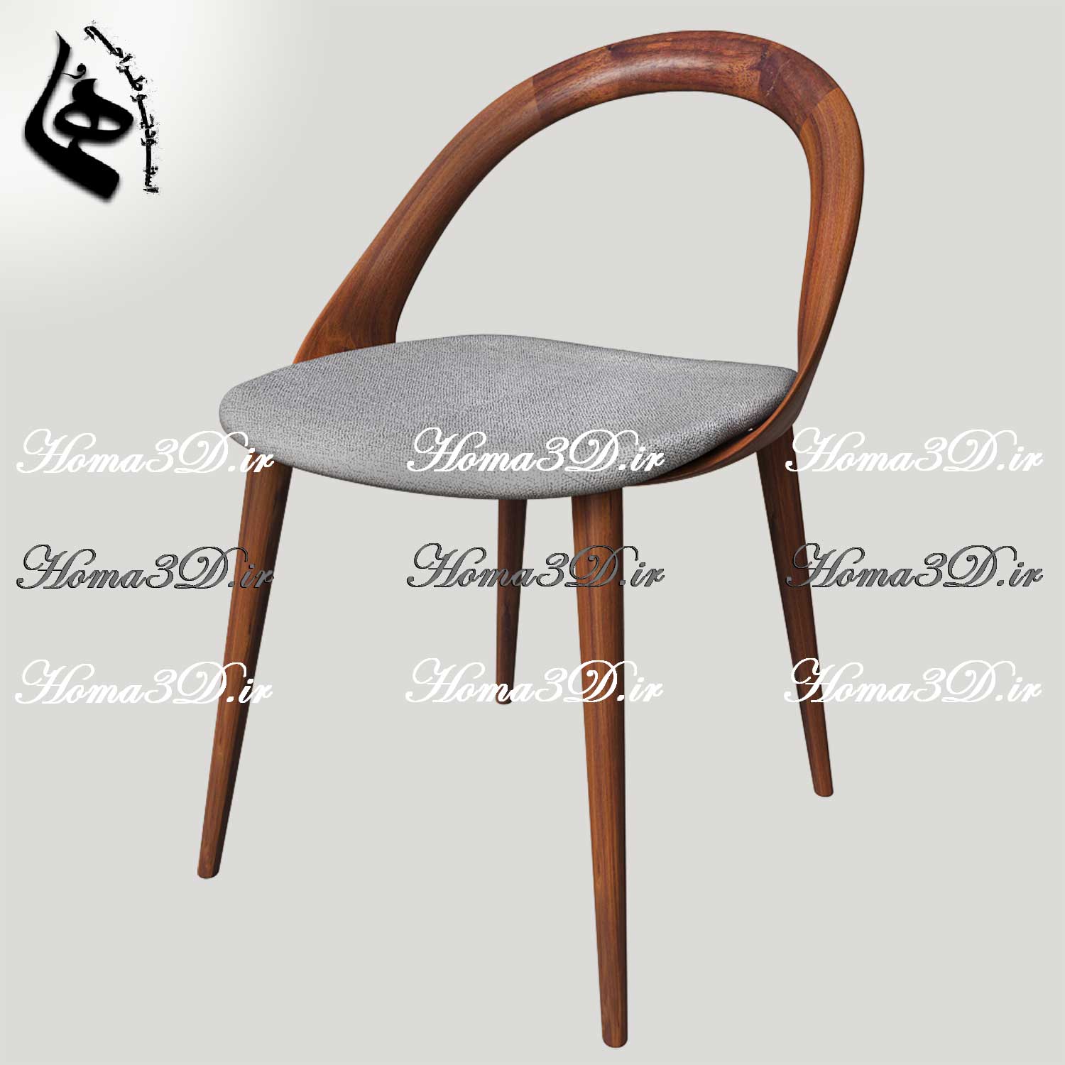 فایل طراحی و اسکن 3بعدی صندلی نئوکلاسیک با پشتی و تکیه‌گاه دایره‌ای خوش‌فرم، زیبا، لوکس