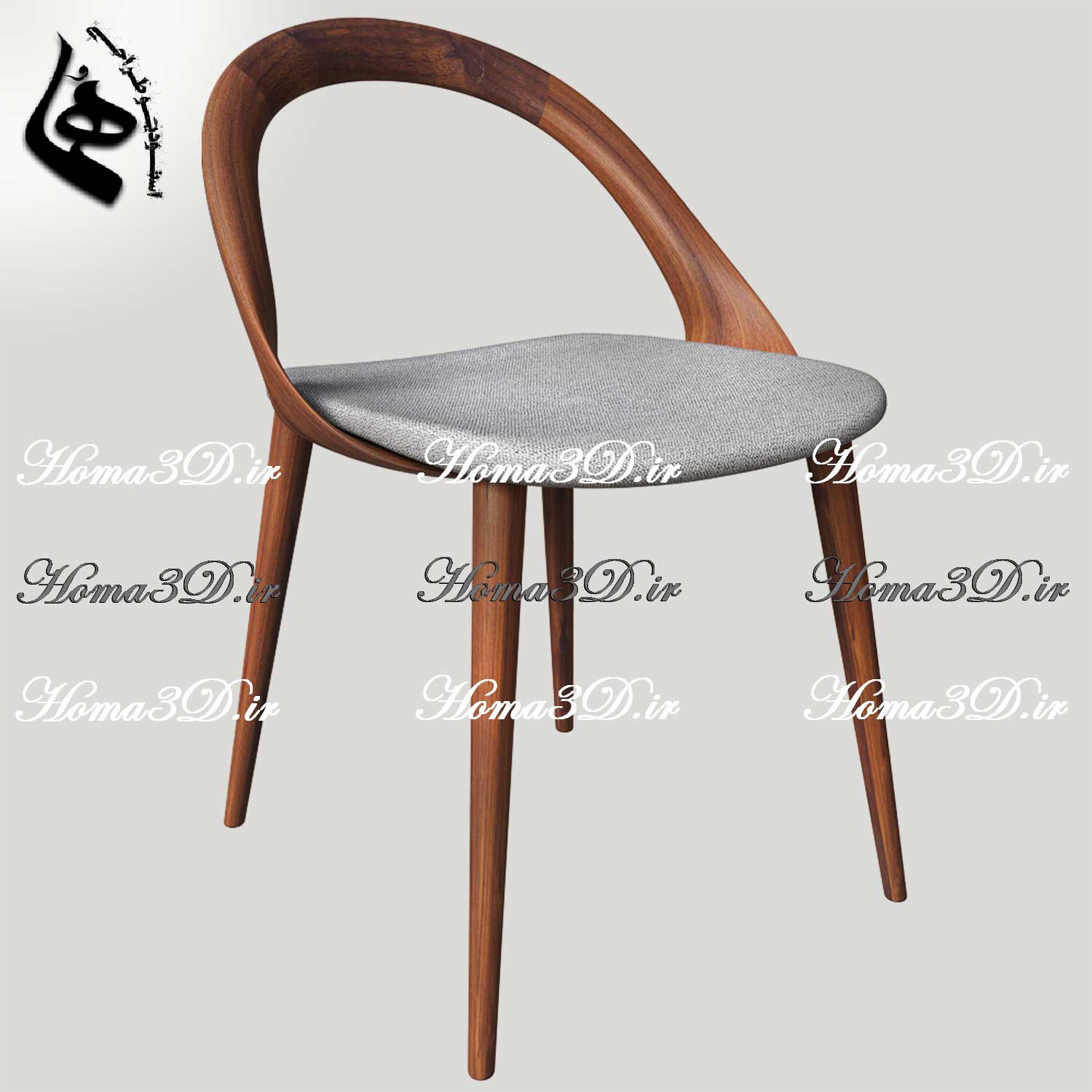 فایل طراحی و اسکن 3بعدی صندلی نئوکلاسیک با پشتی و تکیهگاه دایرهای خوشفرم، زیبا، لوکس