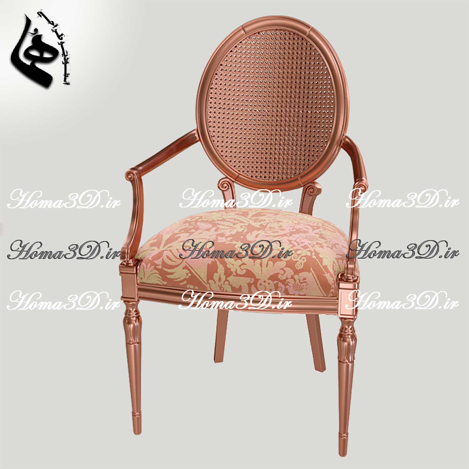 فایل طراحی و اسکن 3بعدی صندلی گرد ظریف با قالب ظریف و منبت‌های ریز – مناسب تولید با CNC چوب