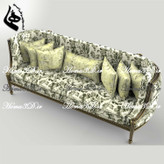 طراحی سهبعدی کاناپه منبتدار ظریف فوقلاکچری و لوکس برای تولید در نجاری و CNC