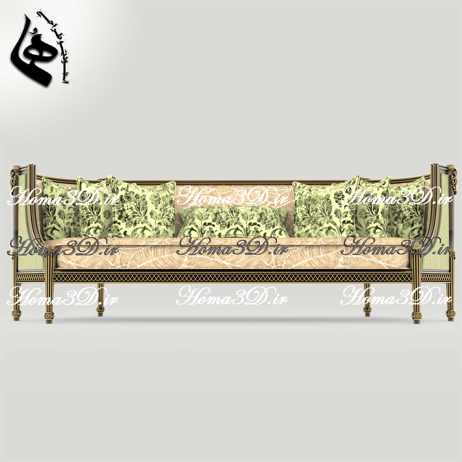 آموزش مدل‌سازی سه‌بعدی – طراحی 3بعدی کاناپه منبت‌دار ظریف فوق‌لوکس برای مکان‌های لاکچری