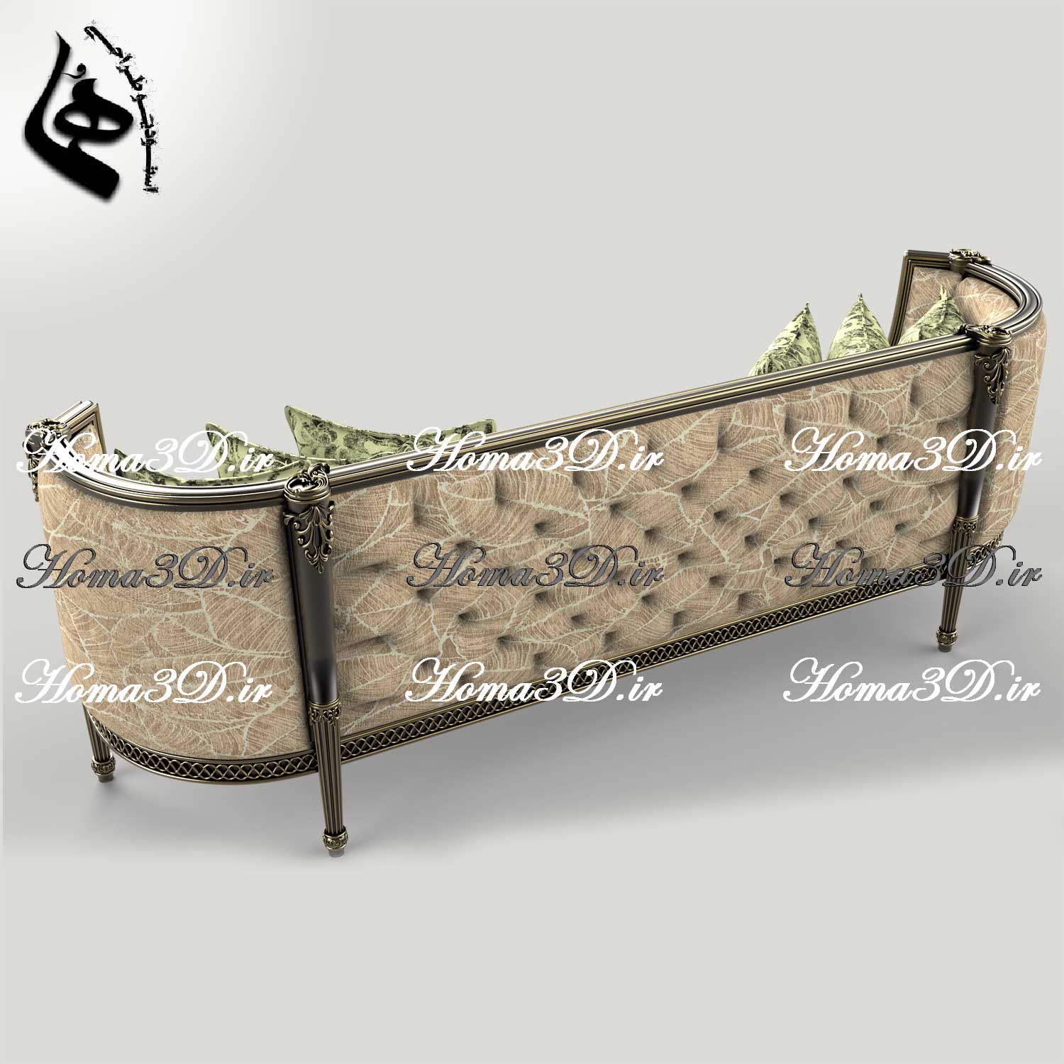 آموزش مدل‌سازی سه‌بعدی – طراحی 3بعدی کاناپه منبت‌دار ظریف فوق‌لوکس برای مکان‌های لاکچری