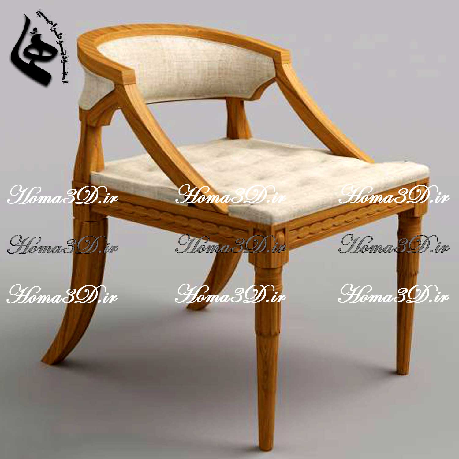 فایل سه‌بعدی صندلی نئوکلاسیک تلفیقی از منبت و ابزارکشی
