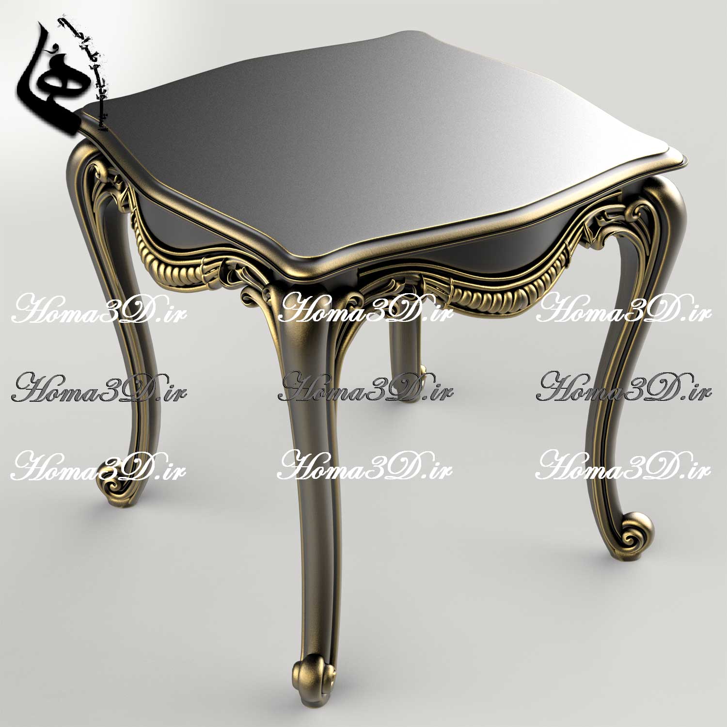 فایل طراحی سه‌بعدی میز عسلی منبتی استیل لوکس، به‌روز و با اصالت