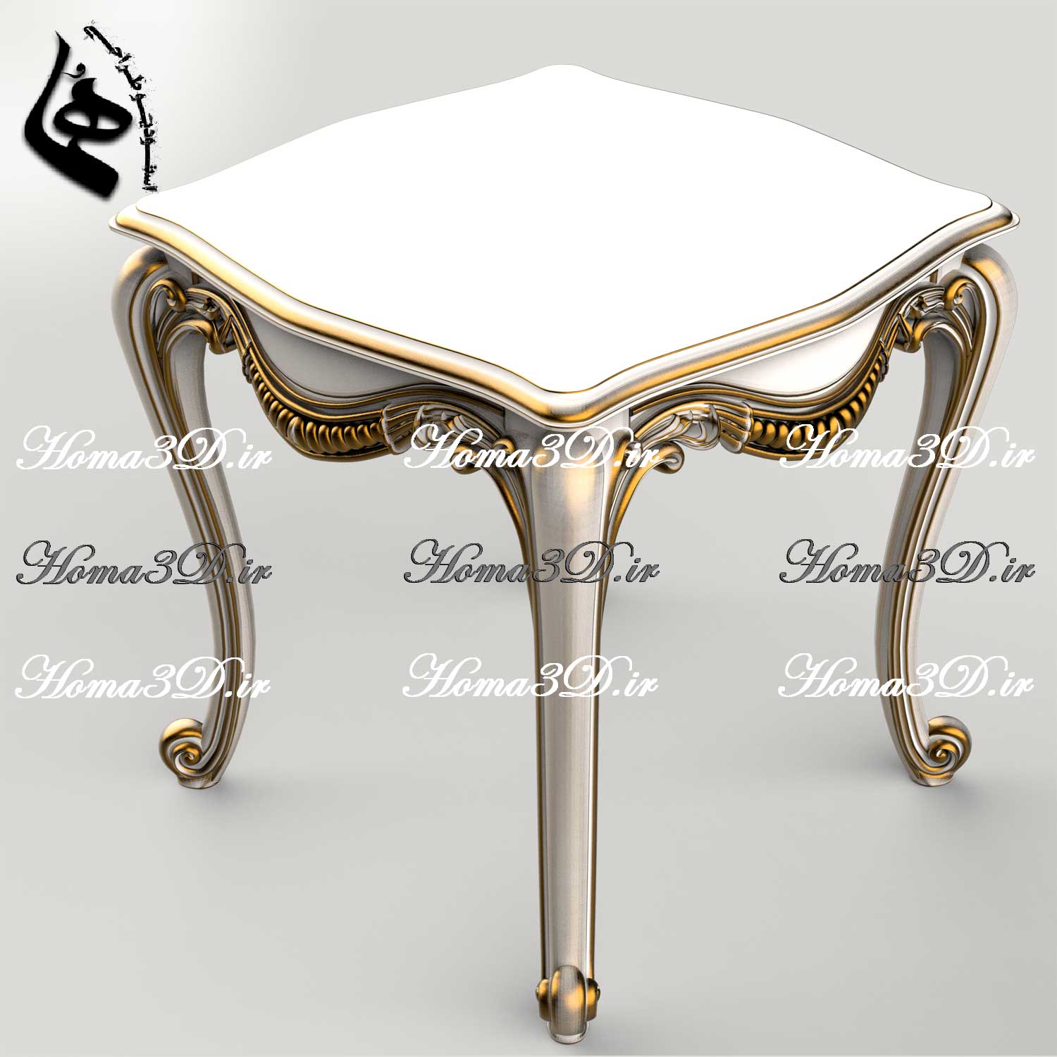 فایل طراحی سه‌بعدی میز عسلی منبتی استیل لوکس، به‌روز و با اصالت