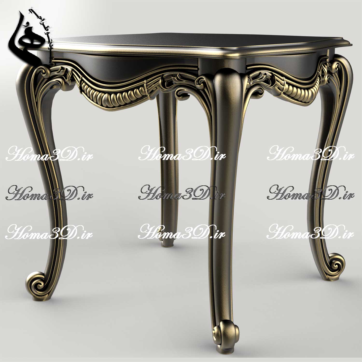فایل طراحی سه‌بعدی میز عسلی منبتی استیل لوکس، به‌روز و با اصالت