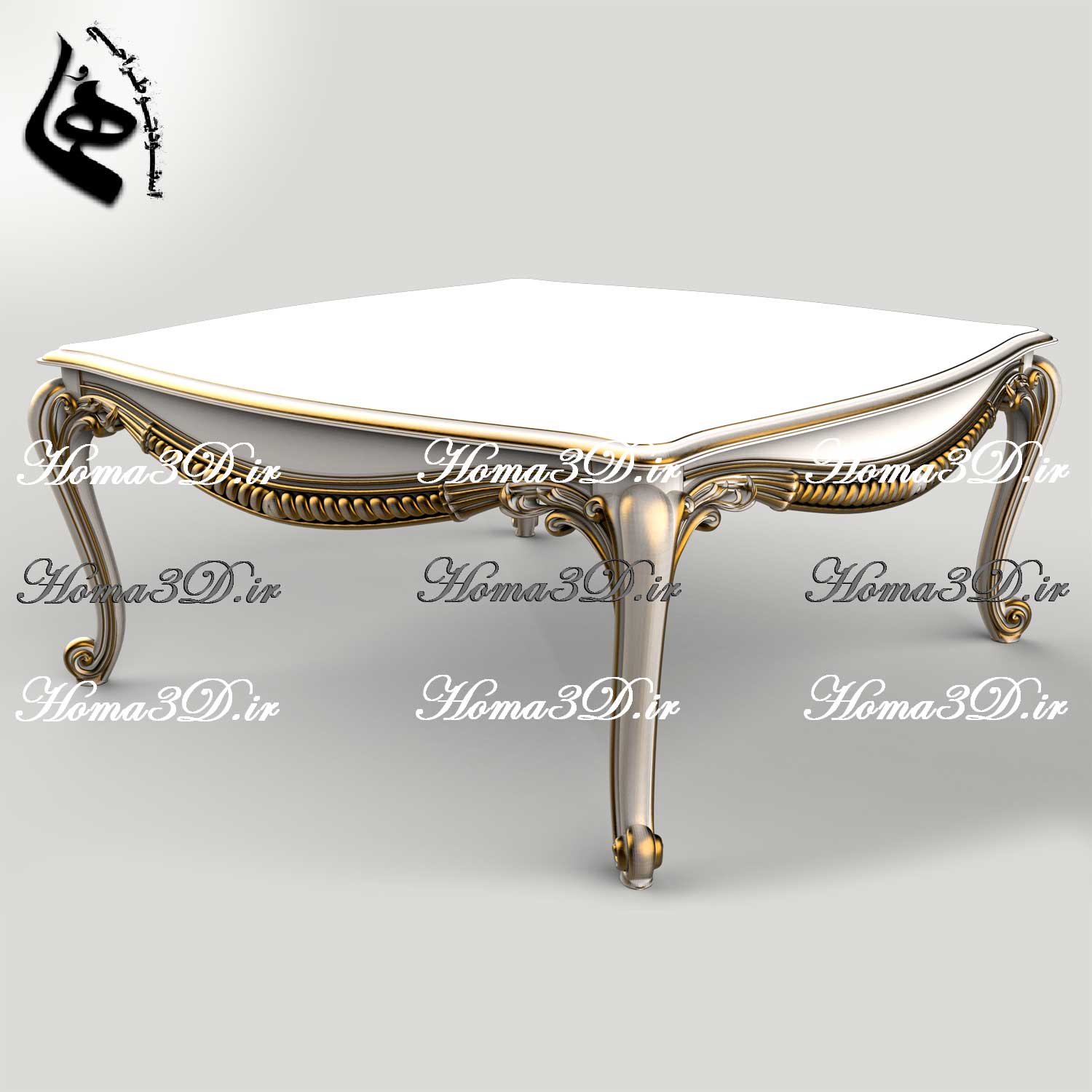 فایل طراحی سه‌بعدی میز جلو مبلی با منبت جدید و جذاب