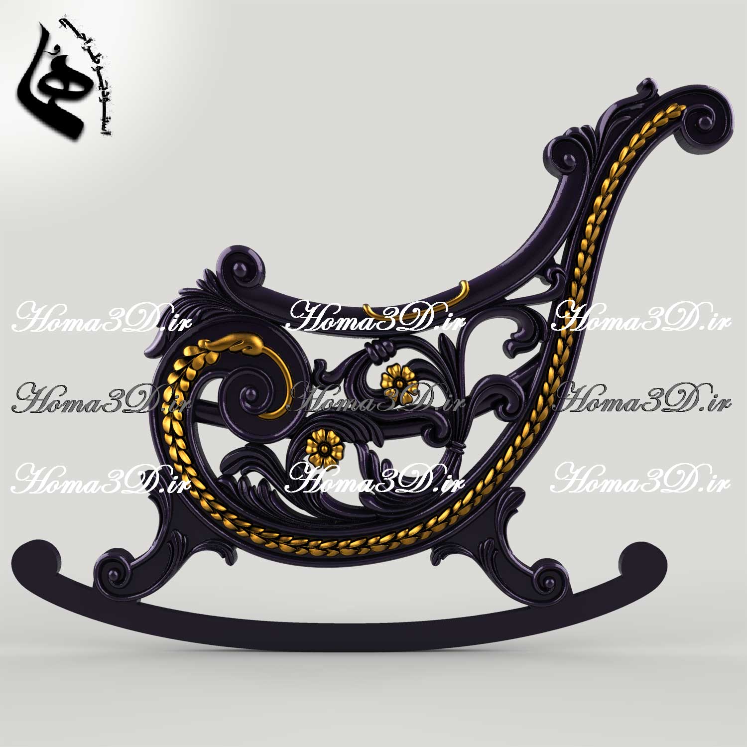 فایل طراحی 3بعدی صندلی راکی (صندلی مادر بزرگ) منبتی با طراحی دلنشین