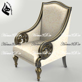 ایل طراحی سهبعدی مبل زیبا ابزاری منبتی با دسته مبل گرد بهروز و دلنشین