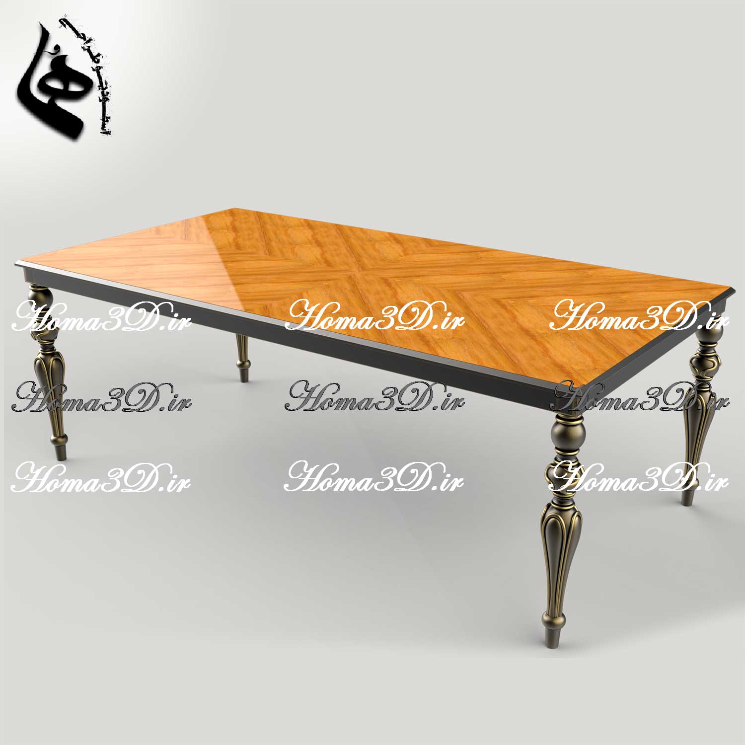 فایل طراحی و اسکن سه‌بعدی میز ناهارخوری با پایه منبتی | قالب‌کشی ابزاری ظریف و طراحی با اصالت