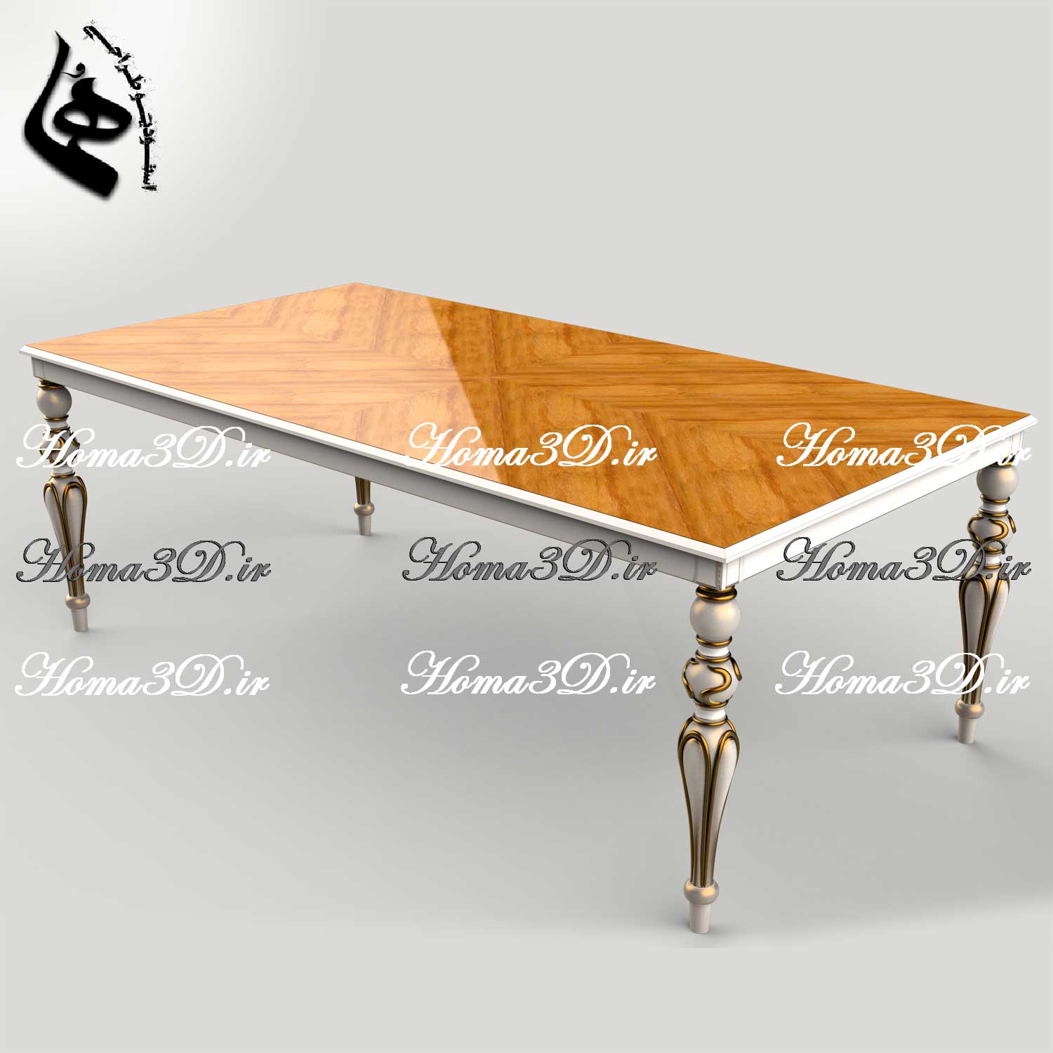 فایل طراحی و اسکن سه‌بعدی میز ناهارخوری با پایه منبتی | قالب‌کشی ابزاری ظریف و طراحی با اصالت