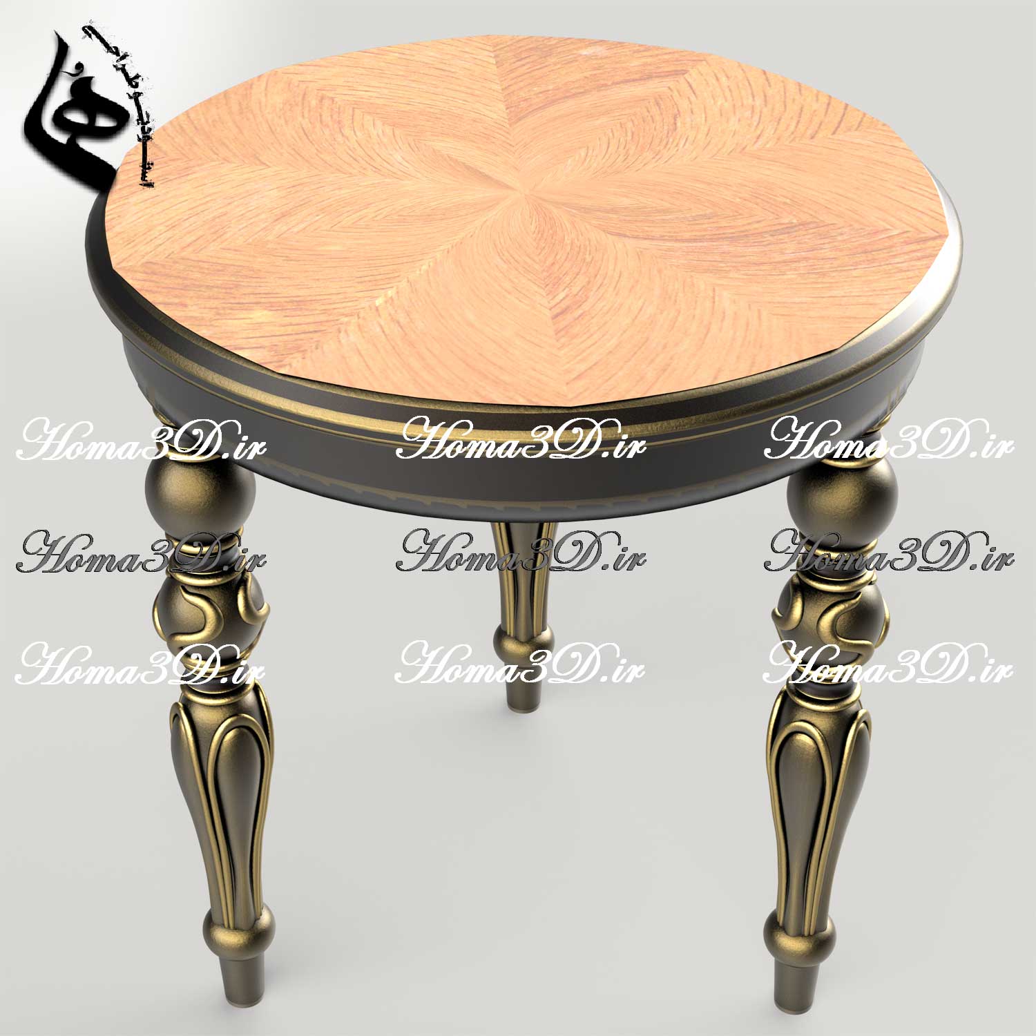 فایل طراحی و اسکن سه‌بعدی میز عسلی سه‌پایه گرد | اضافه کردن زیبایی و روح چوب در هر فضا و مکانی