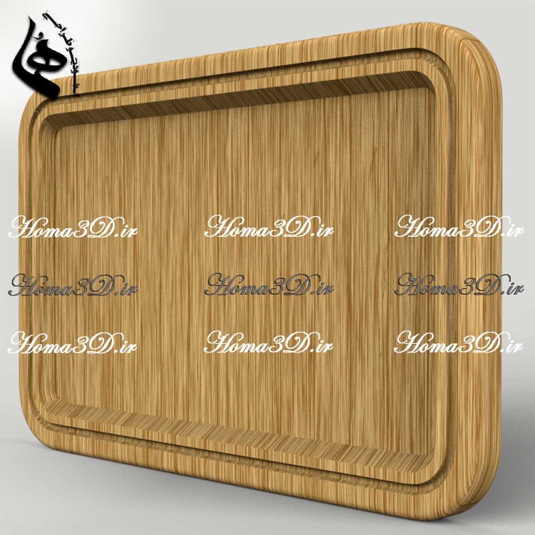 فایل طراحی و اسکن سهبعدی سینی چوبی ساده مستطیلی