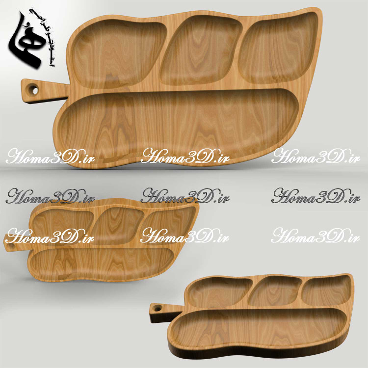 فایل طراحی و اسکن سهبعدی اردوخوری تقسیمبندیشده الهامگرفته از برگ و طبیعت