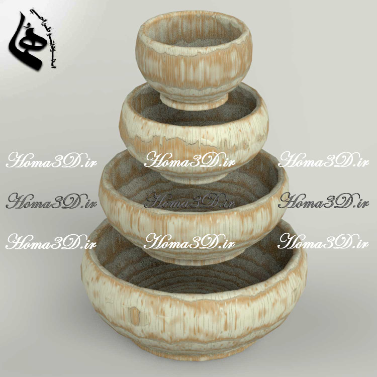 فایل طراحی و اسکن سهبعدی کاسه چوبی – قابل اجرا با CNC روتاری در ۴ سایز متفاوت