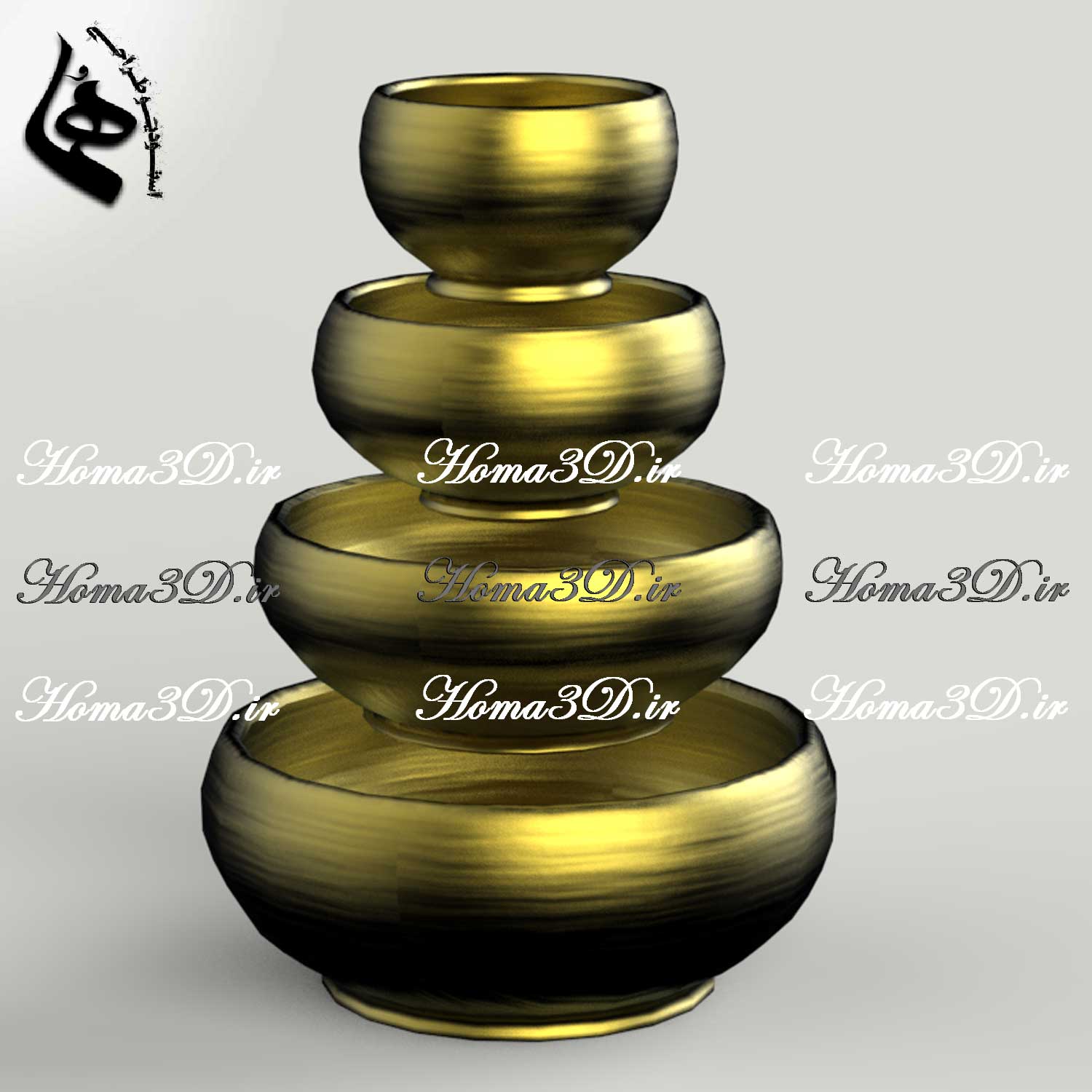 فایل طراحی و اسکن سه‌بعدی کاسه چوبی – قابل اجرا با CNC روتاری در ۴ سایز متفاوت