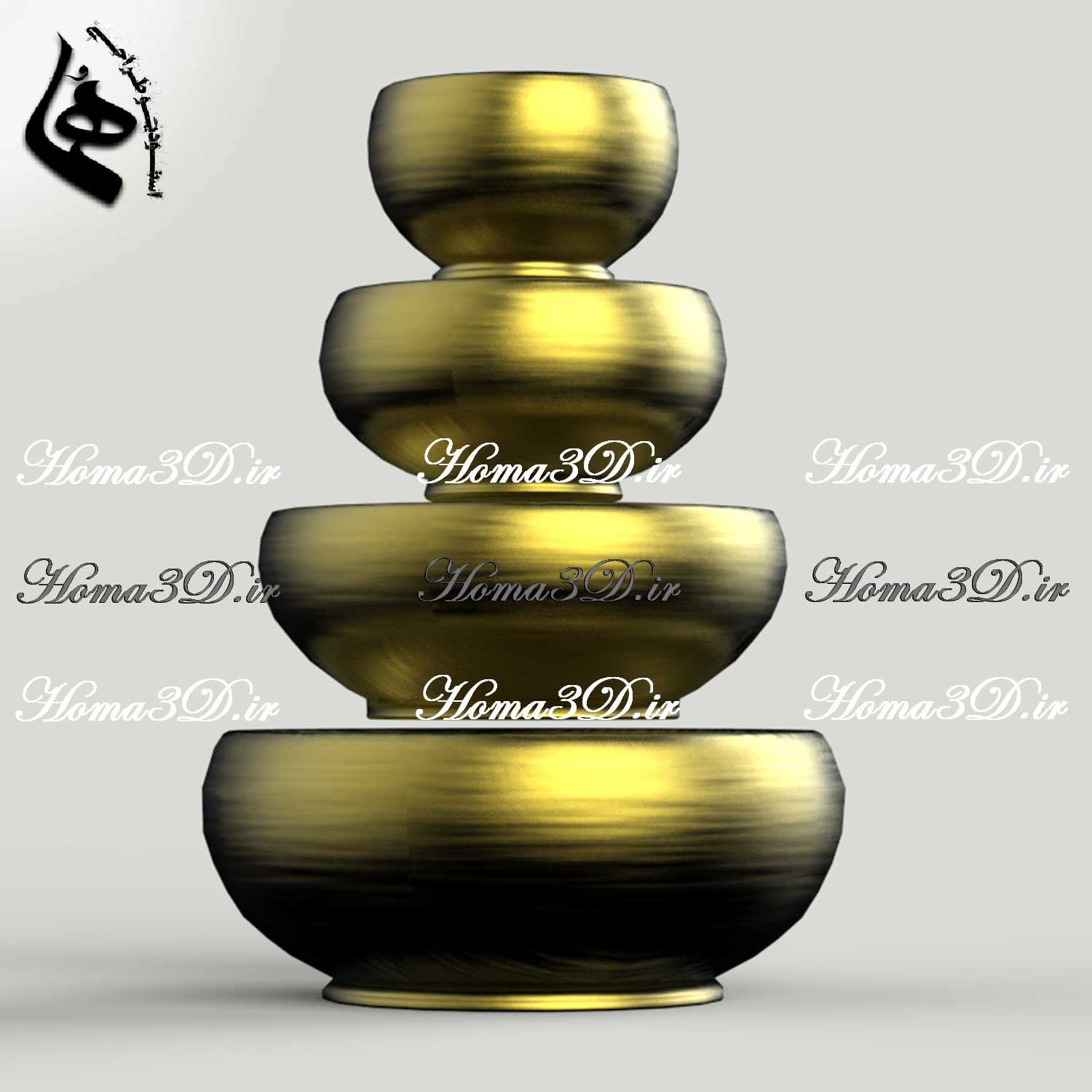 فایل طراحی و اسکن سه‌بعدی کاسه چوبی – قابل اجرا با CNC روتاری در ۴ سایز متفاوت