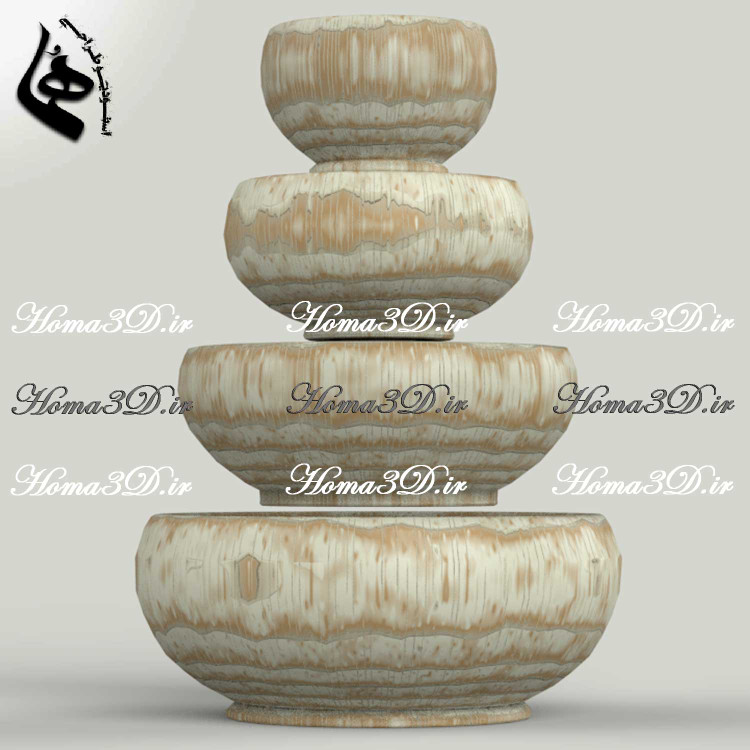 فایل طراحی و اسکن سهبعدی کاسه چوبی – قابل اجرا با CNC روتاری در ۴ سایز متفاوت