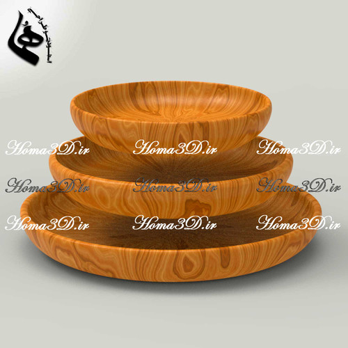 فایل طراحی و اسکن سهبعدی بشقاب چوبی زیبا و ساده در ۳ سایز مختلف