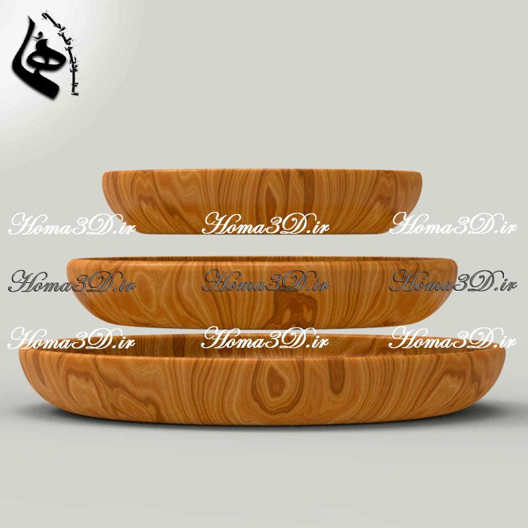 فایل طراحی و اسکن سهبعدی بشقاب چوبی زیبا و ساده در ۳ سایز مختلف