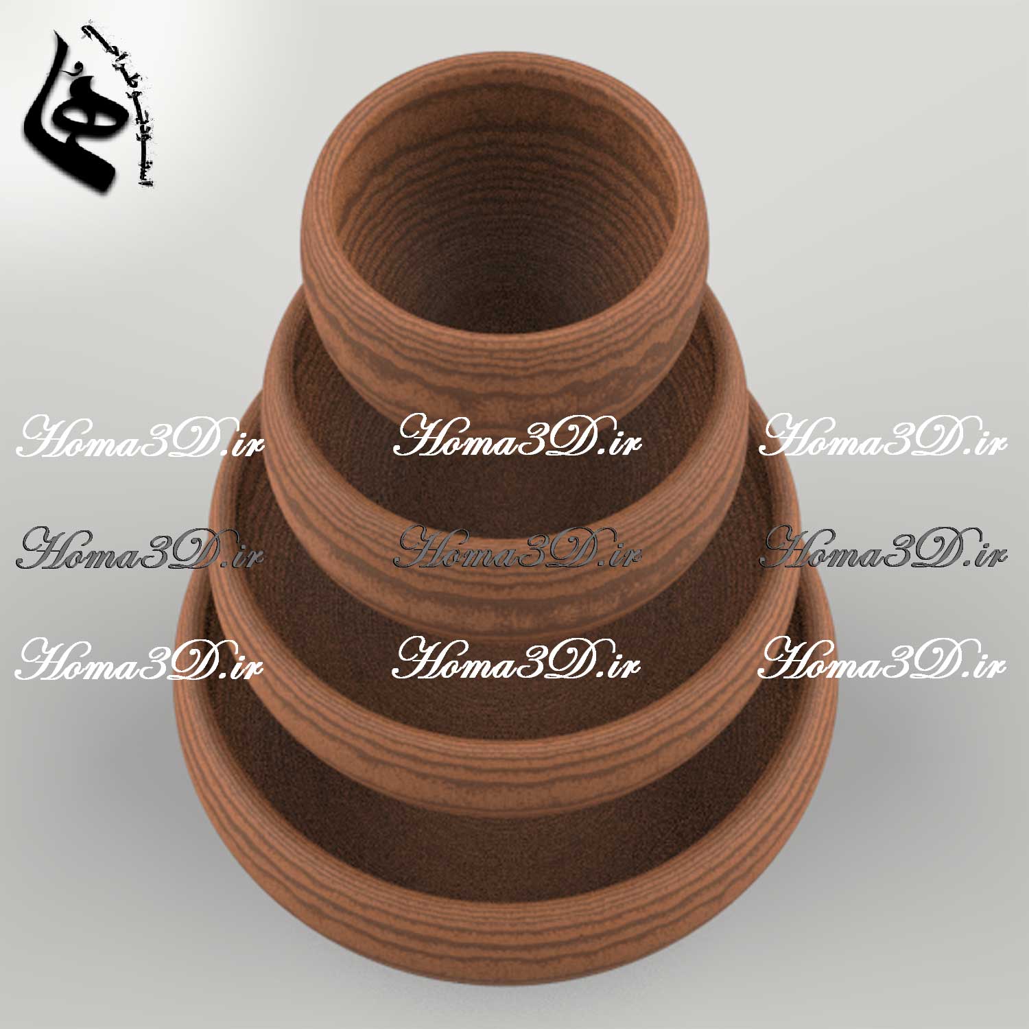فایل طراحی و اسکن سه‌بعدی ظروف چوبی – کتگوری کاسه با عمق مناسب در ۴ سایز مختلف