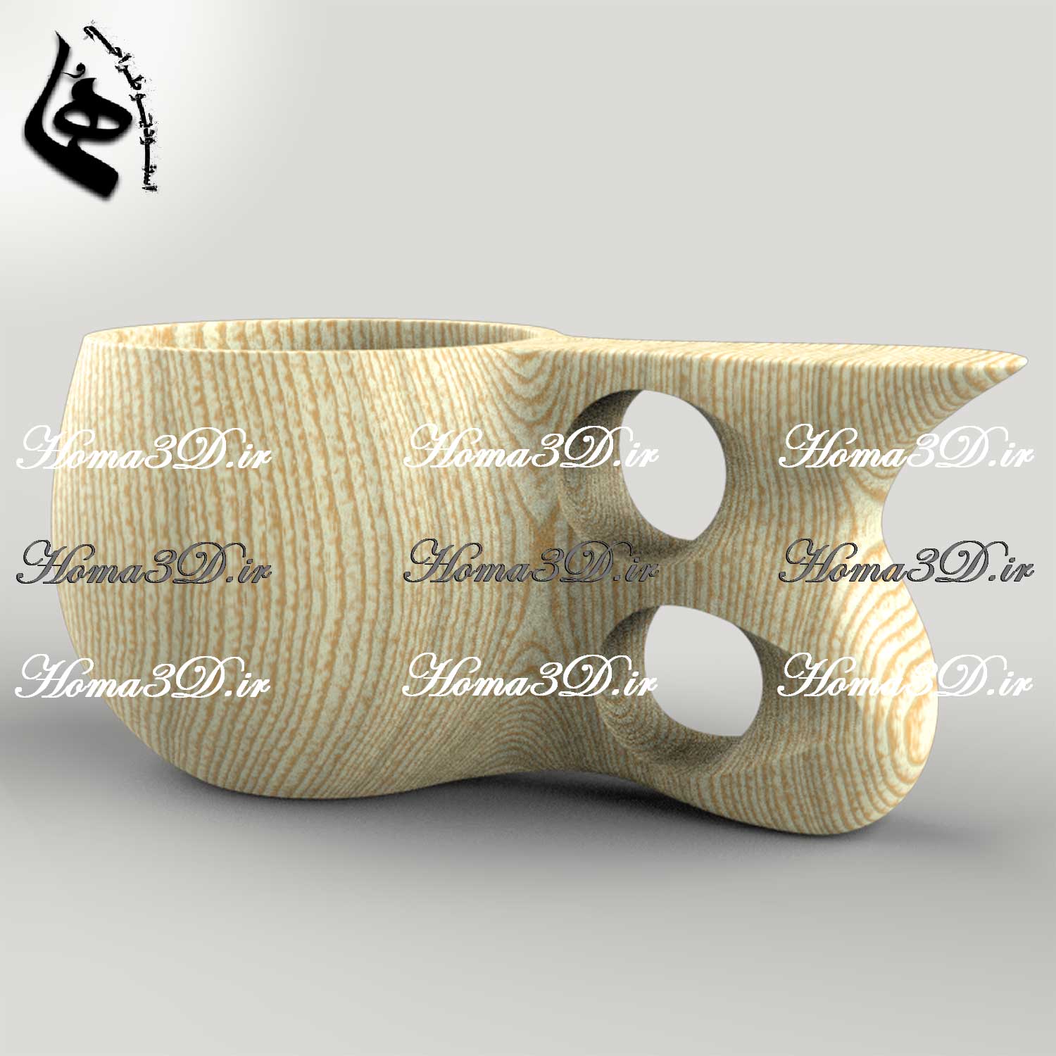 فایل طراحی و اسکن سه‌بعدی کوکسا چوبی با طراحی منحصر به‌فرد و خوش‌فرم و خوش‌دست