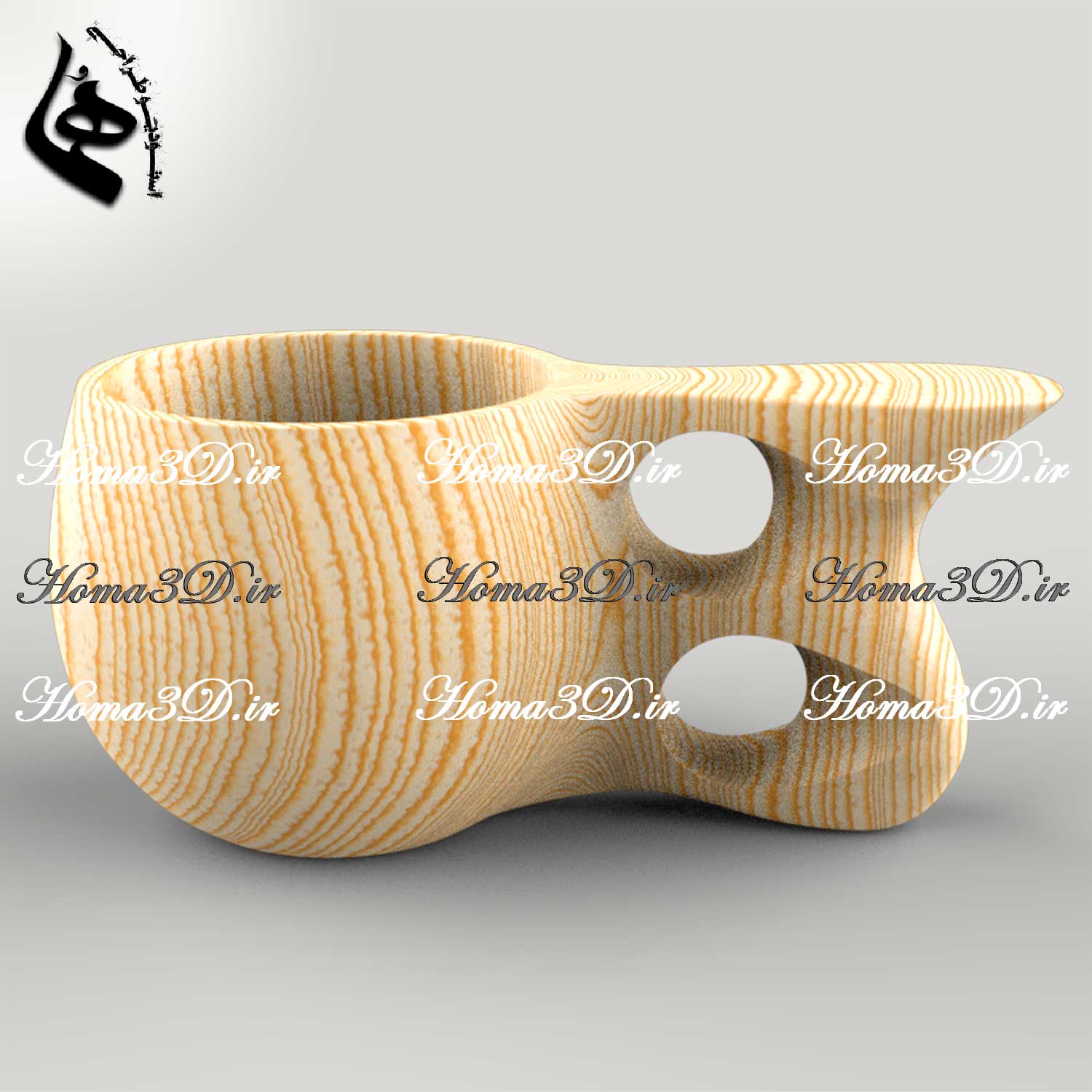 فایل طراحی و اسکن سه‌بعدی کوکسا چوبی با طراحی منحصر به‌فرد و خوش‌فرم و خوش‌دست