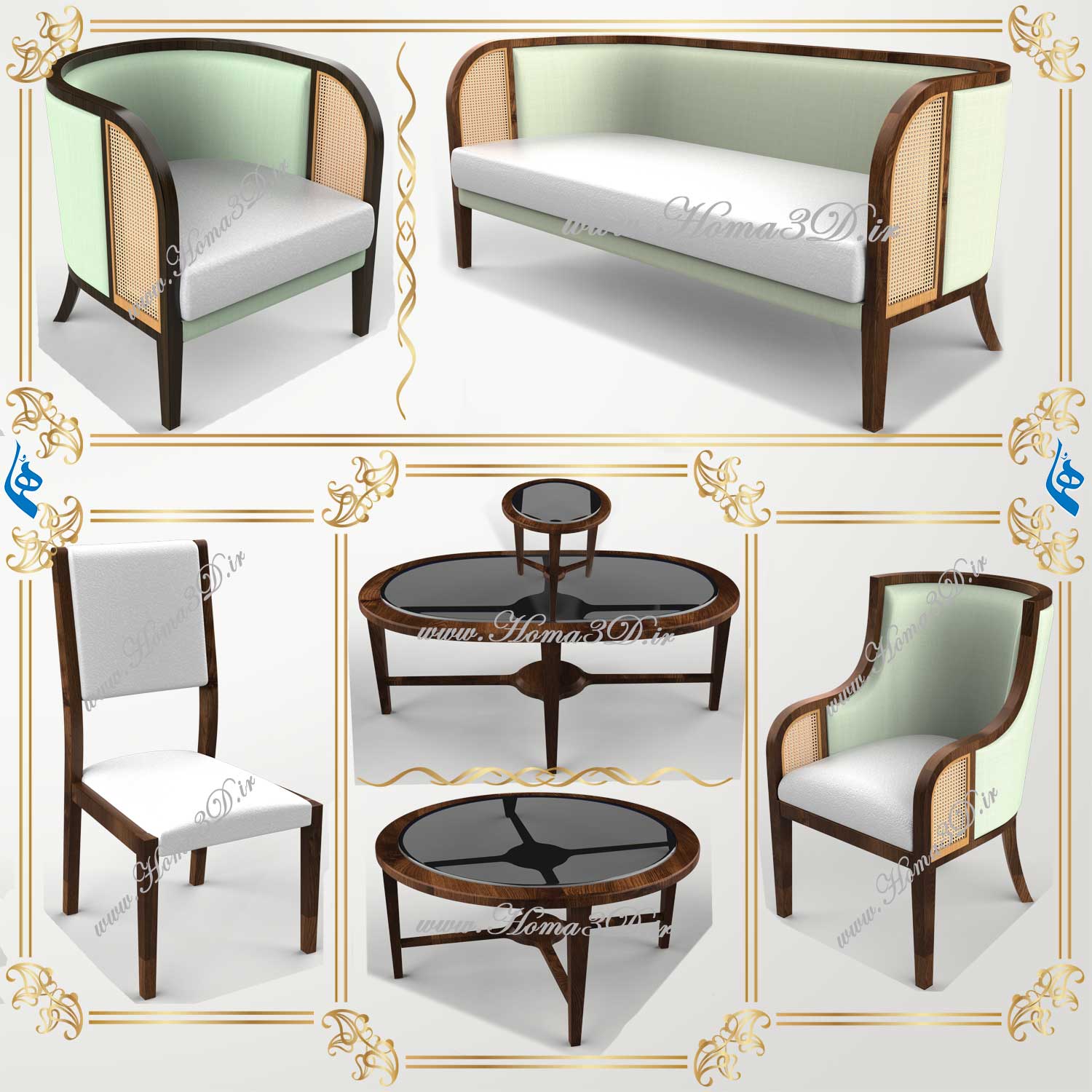 طراحی 3بعدی و فایل CAD مبلمان فول‌ست سبک مدرن – محصول ویژه برای کارگاه‌های نجاری و CNC