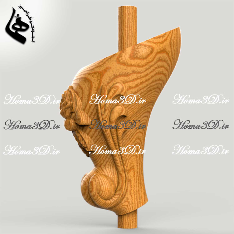 فایل طراحی و اسکن 3بعدی پایه تک با فرم و منبت چشمنواز برای تولید با CNC چوب