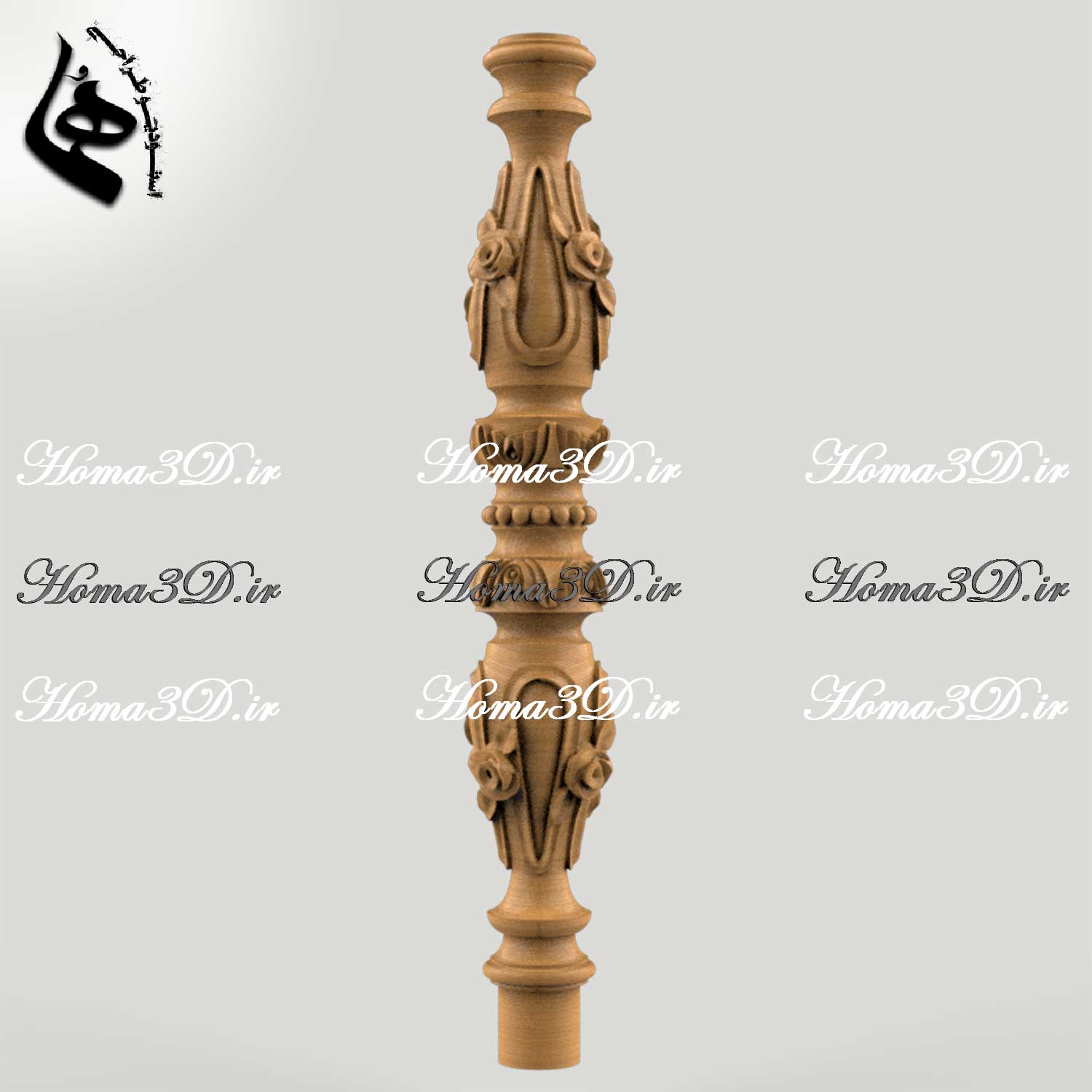 طرح سه بعدی نرده مدرن و کلاسیک چوبی