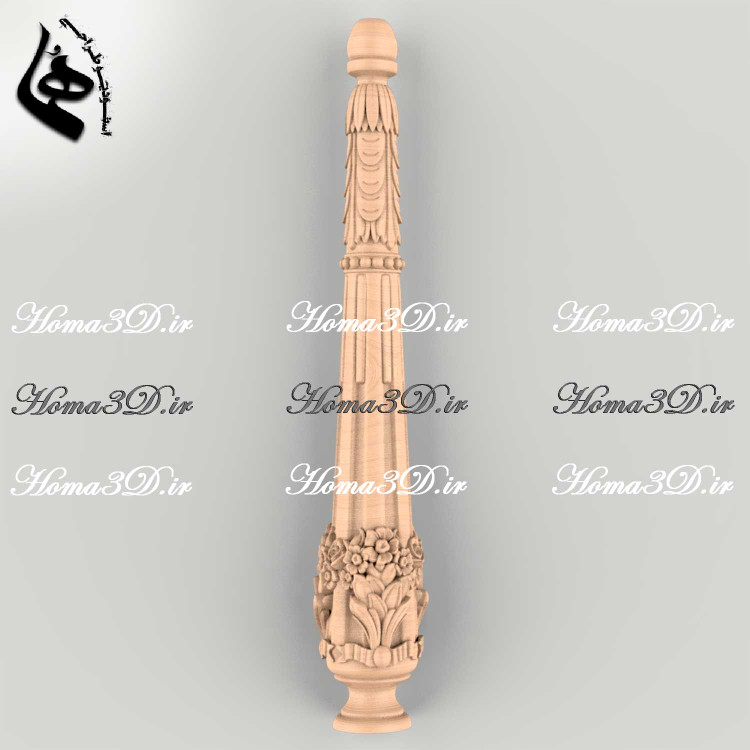 مدل نرده کلاسیک CNC - پایه نرده نئوکلاسیک با طراحی منبتدار حرفها