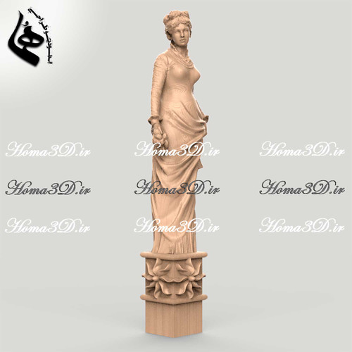 مدل سهبعدی ایسگاه پله و نرده با جزئیات کامل – طراحی بانو با دستهگل