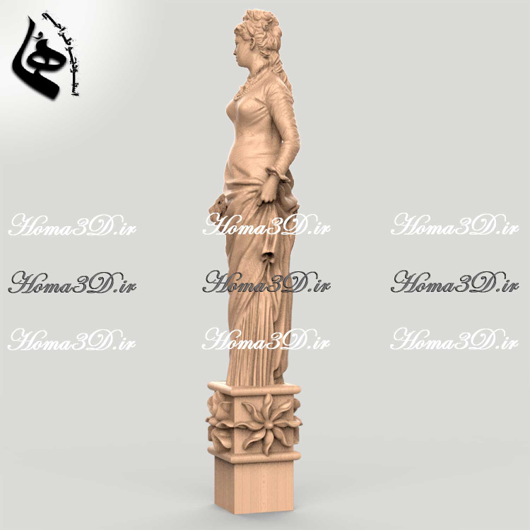 مدل سهبعدی ایسگاه پله و نرده با جزئیات کامل – طراحی بانو با دستهگل