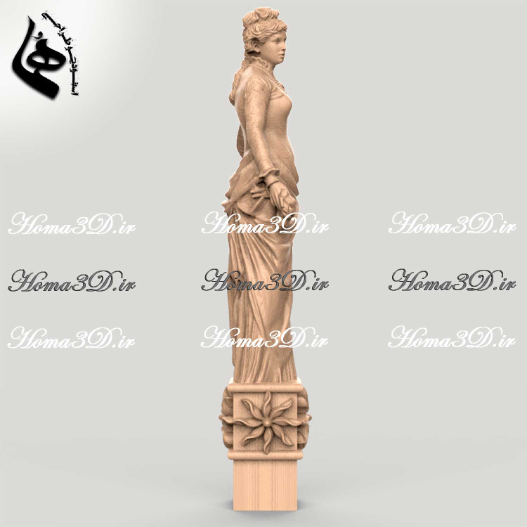 مدل سهبعدی ایسگاه پله و نرده با جزئیات کامل – طراحی بانو با دستهگل