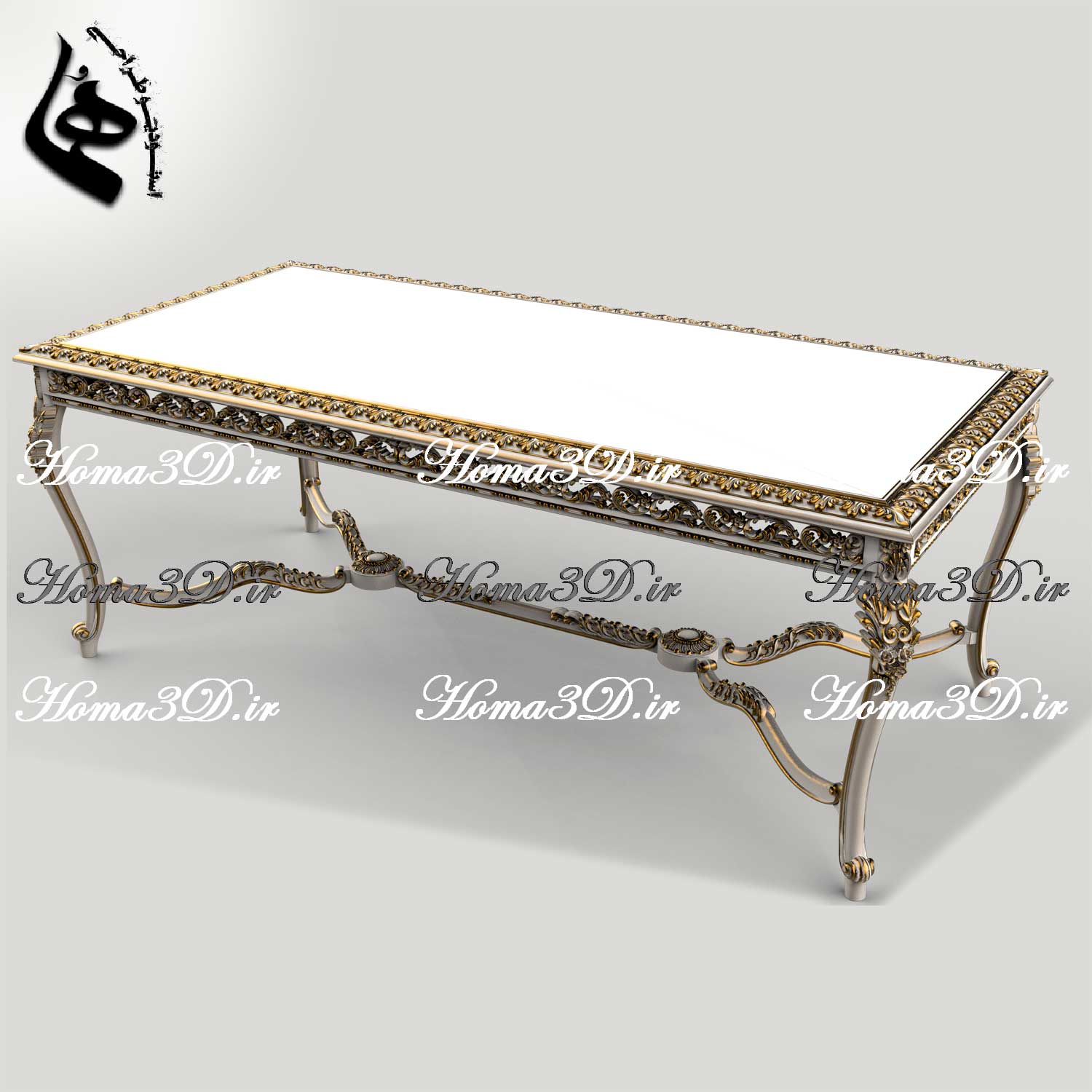 قالب نجاری و الگوی فیبری نجاری + مدل سه‌بعدی STL میز ناهارخوری پر منبت (ترند روز صنعت چوب)