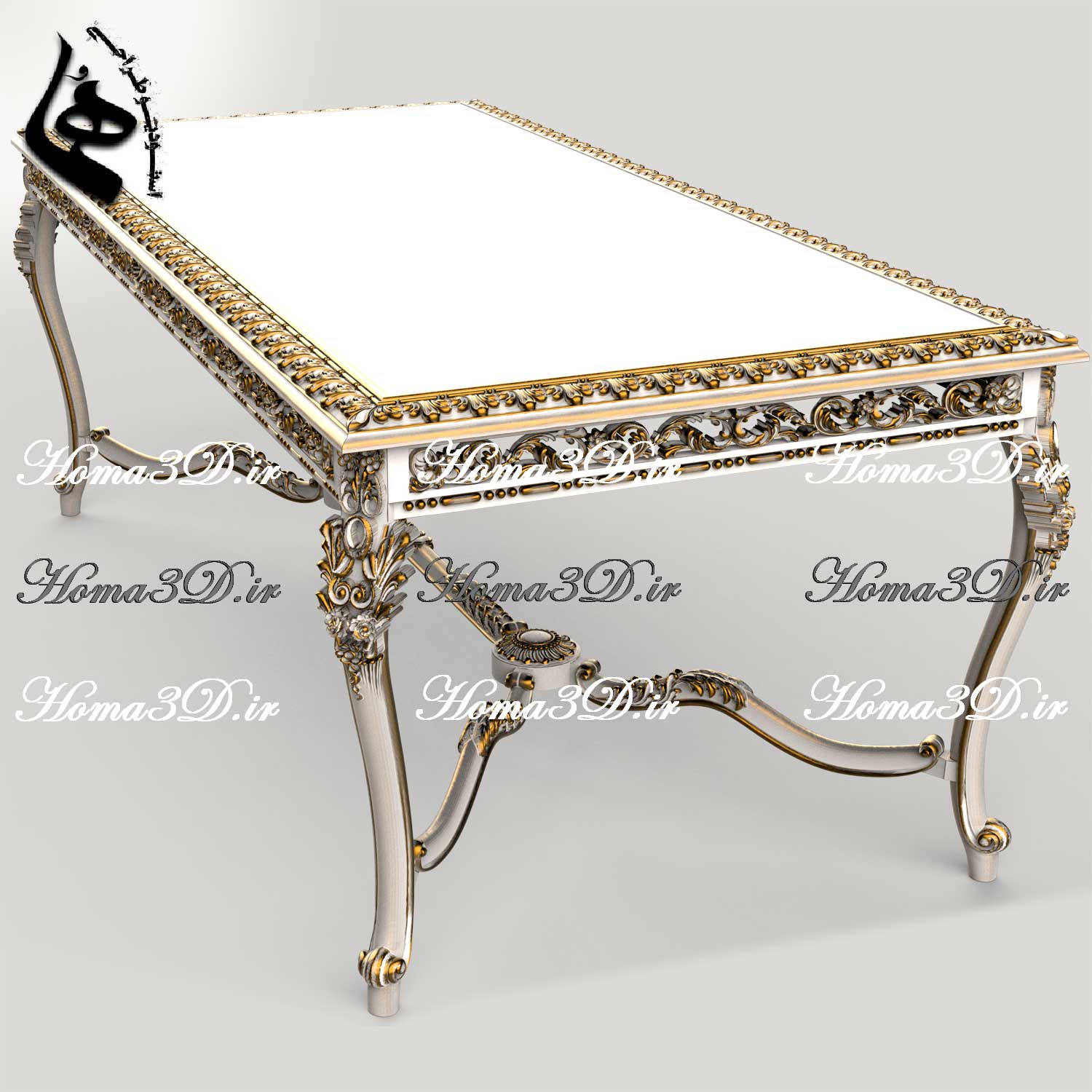 قالب نجاری و الگوی فیبری نجاری + مدل سه‌بعدی STL میز ناهارخوری پر منبت (ترند روز صنعت چوب)