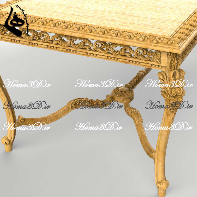 قالب نجاری و الگوی فیبری نجاری + مدل سهبعدی STL میز ناهارخوری پر منبت (ترند روز صنعت چوب)