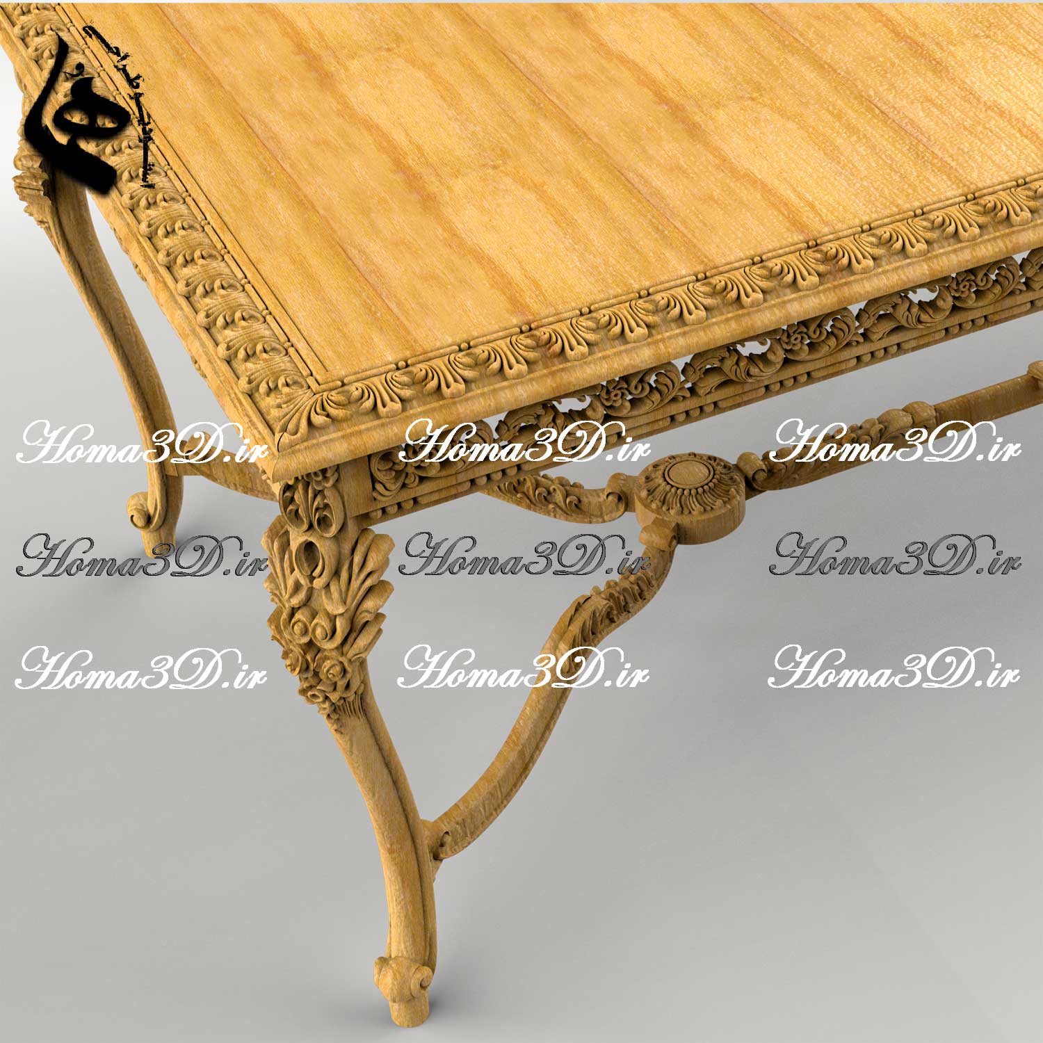 قالب نجاری و الگوی فیبری نجاری + مدل سه‌بعدی STL میز ناهارخوری پر منبت (ترند روز صنعت چوب)