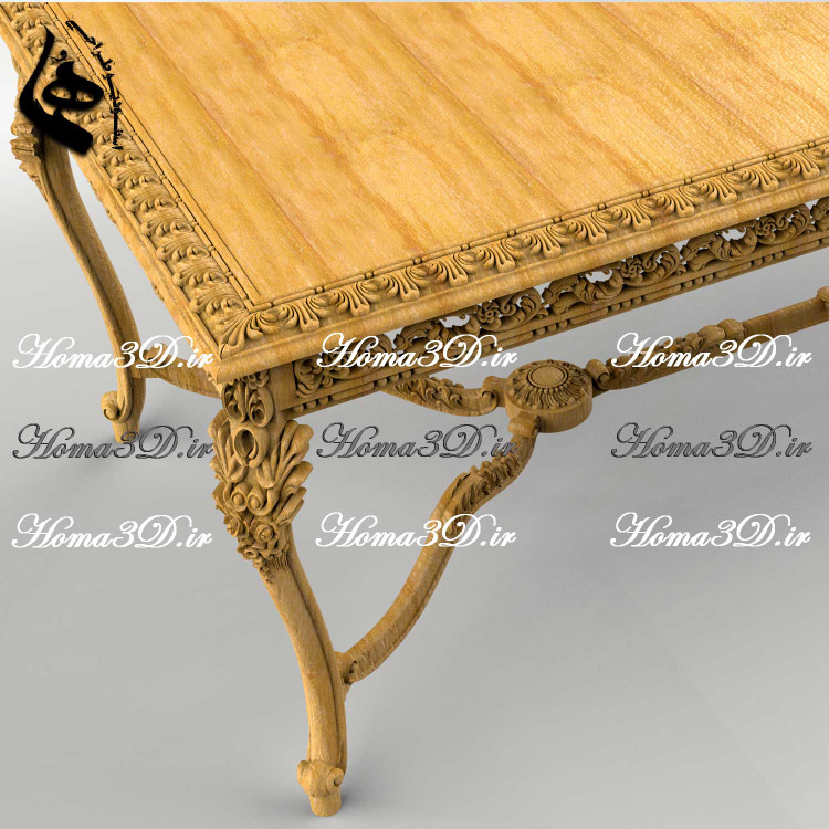 قالب نجاری و الگوی فیبری نجاری + مدل سهبعدی STL میز ناهارخوری پر منبت (ترند روز صنعت چوب)