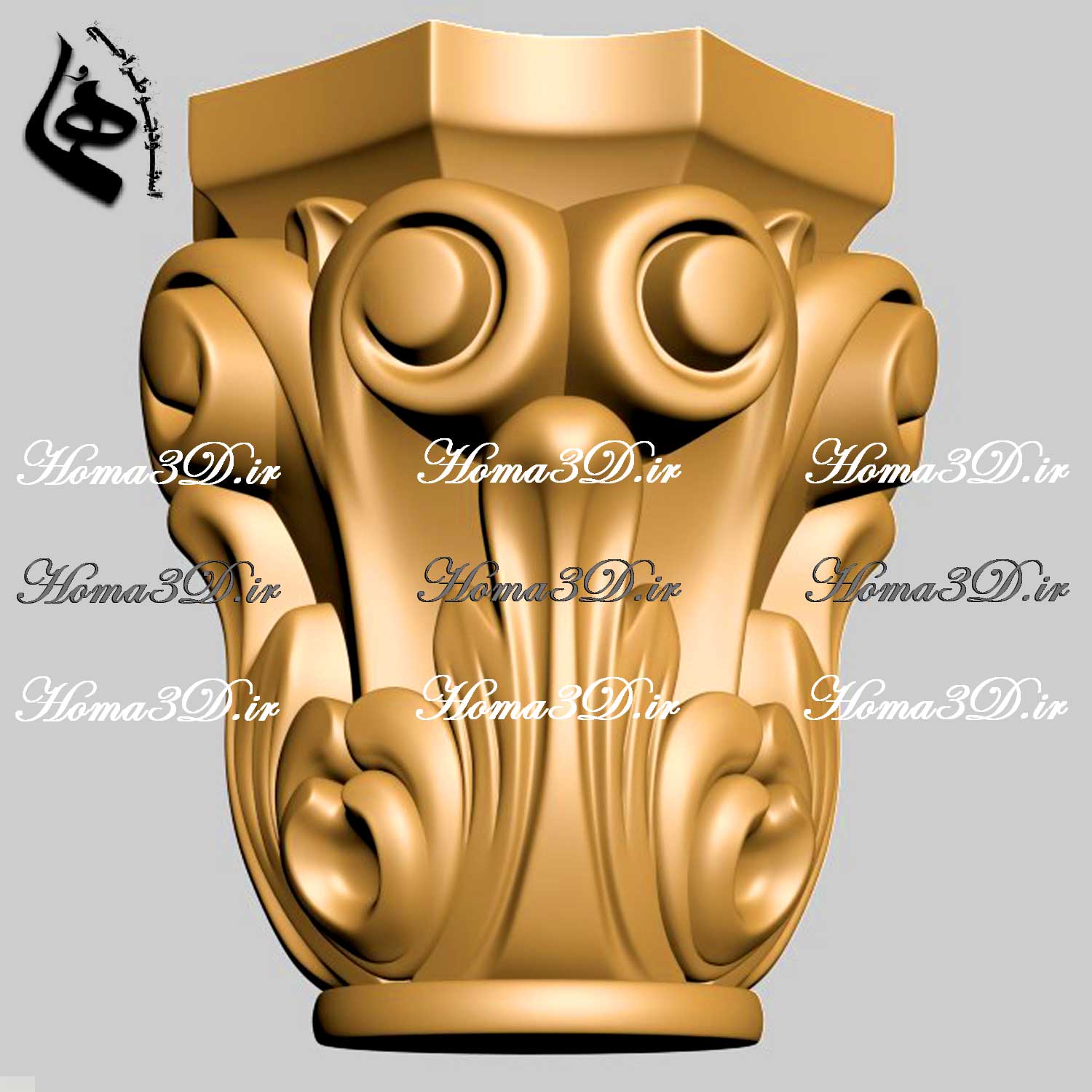 فایل CAD سرستون با منبت‌های ظریف و چشم‌نواز برای دکوراسیون داخلی لوکس – مناسب اجرای CNC چوب