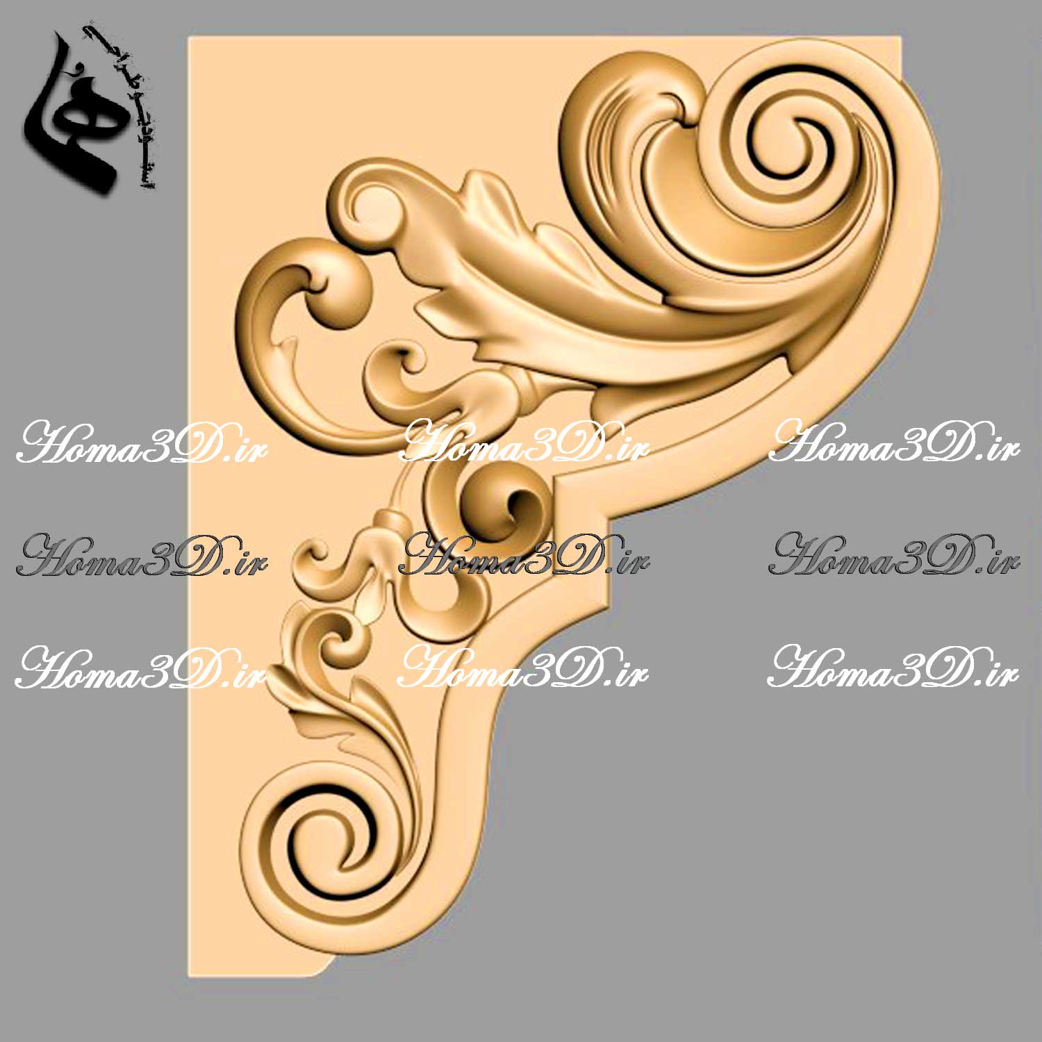 فایل STL سرستون منبت‌دار زیبا با قالب حرفه‌ای – مناسب نرم‌افزارهای ArtCAM و Aspire