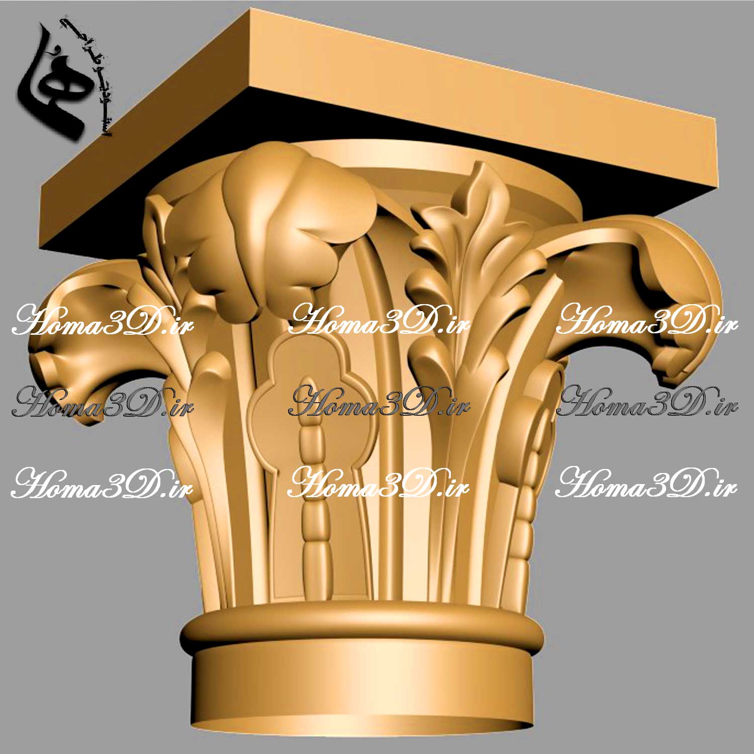 دانلود فایل CAD سرستون جهت اصلاح و ویرایش در نرم‌افزار – سرستون منقوش جهت قالب‌گیری و چوب‌گیری