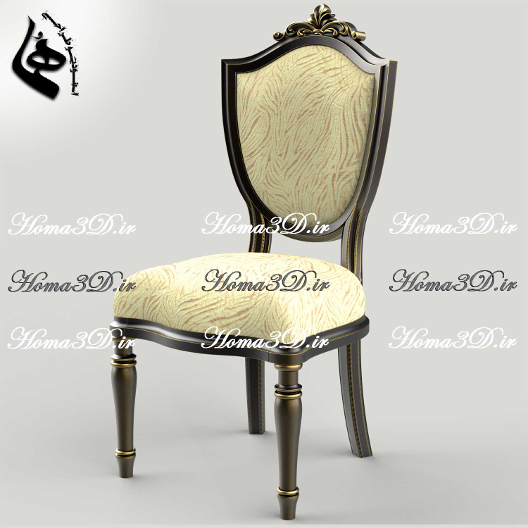 فایل طراحی3بعدی صندلی میهمان چوبی منبتکاری لوکس + قالب آماده ژورنالی + فایل CAD صندلی