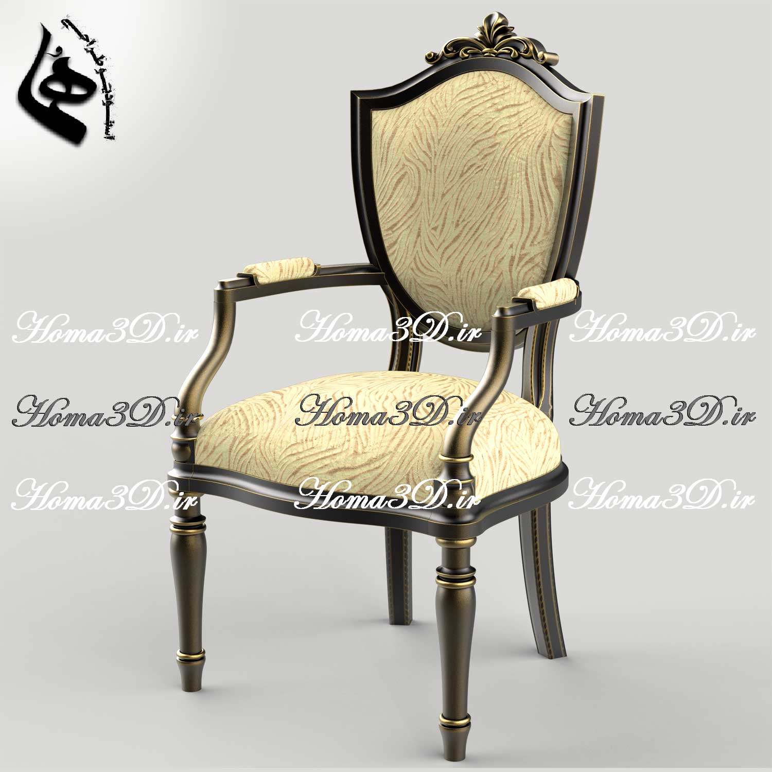 صندلی شاه‌نشین چوبی با منبت‌های ظریف و قالب لوکس پرفروش در بازار مبلمان