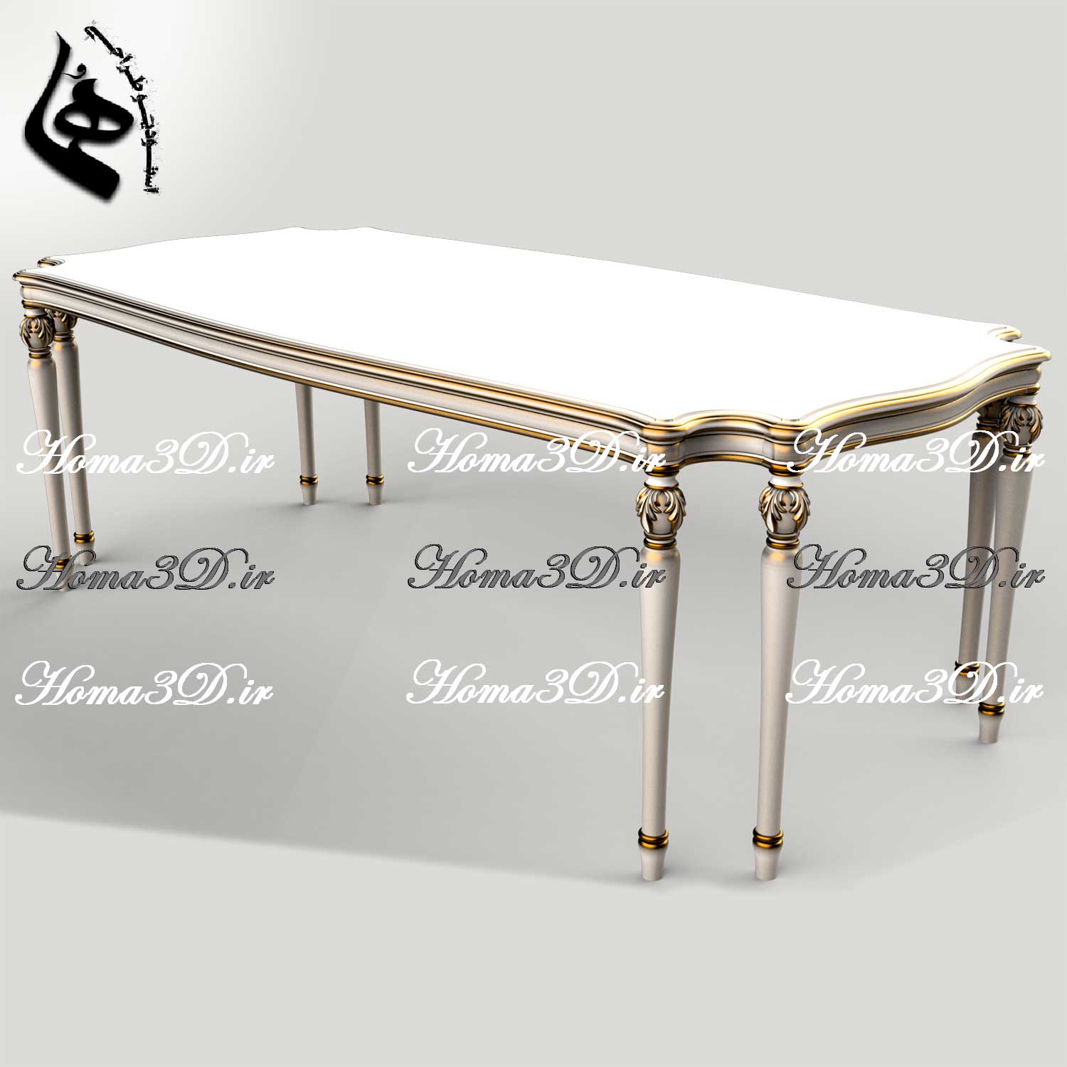 میز ناهارخوری و غذاخوری چوبی 8 پایه با طراحی خاص – قالب‌های آماده برای تولید با سی‌ان‌سی چوب