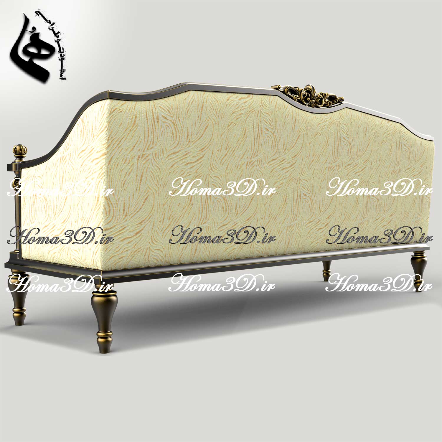 کاناپه سفارشی چوبی با طراحی جدید در منبت و قالب‌کشی | فایل همه‌کاره در طراحی سه‌بعدی کاناپه