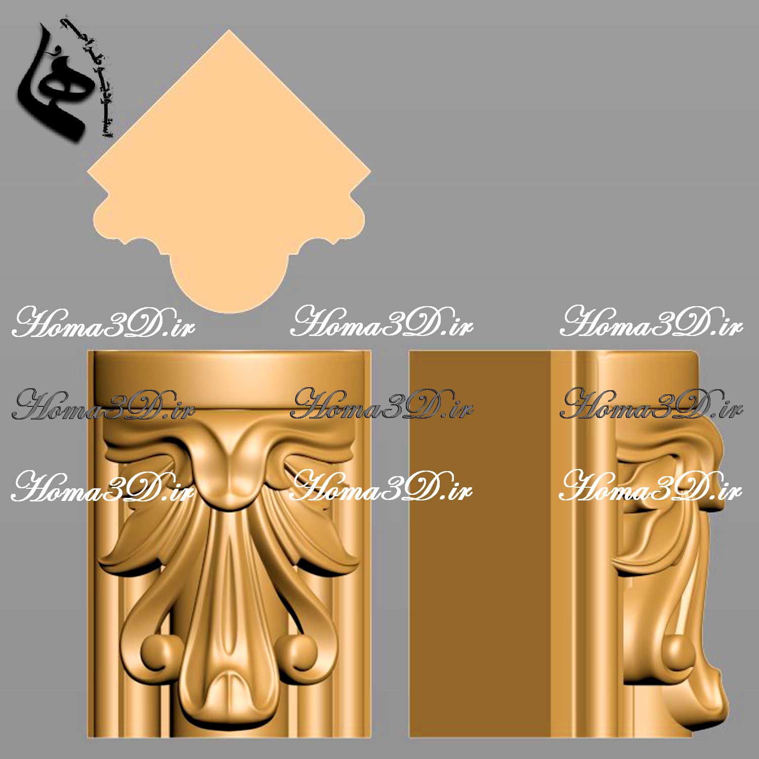 طرح سرستون با گل و برگ مناسب ستون‌های دکوراتیو