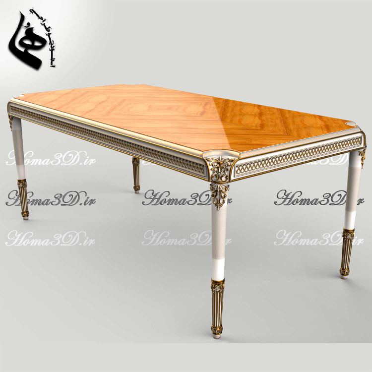 فایل اسکن و طراحی میز ناهارخوری لوکس با منبتهای ظریف نئوکلاسیک – آماده تولید با CNC چوب، روتاری و لیزر
