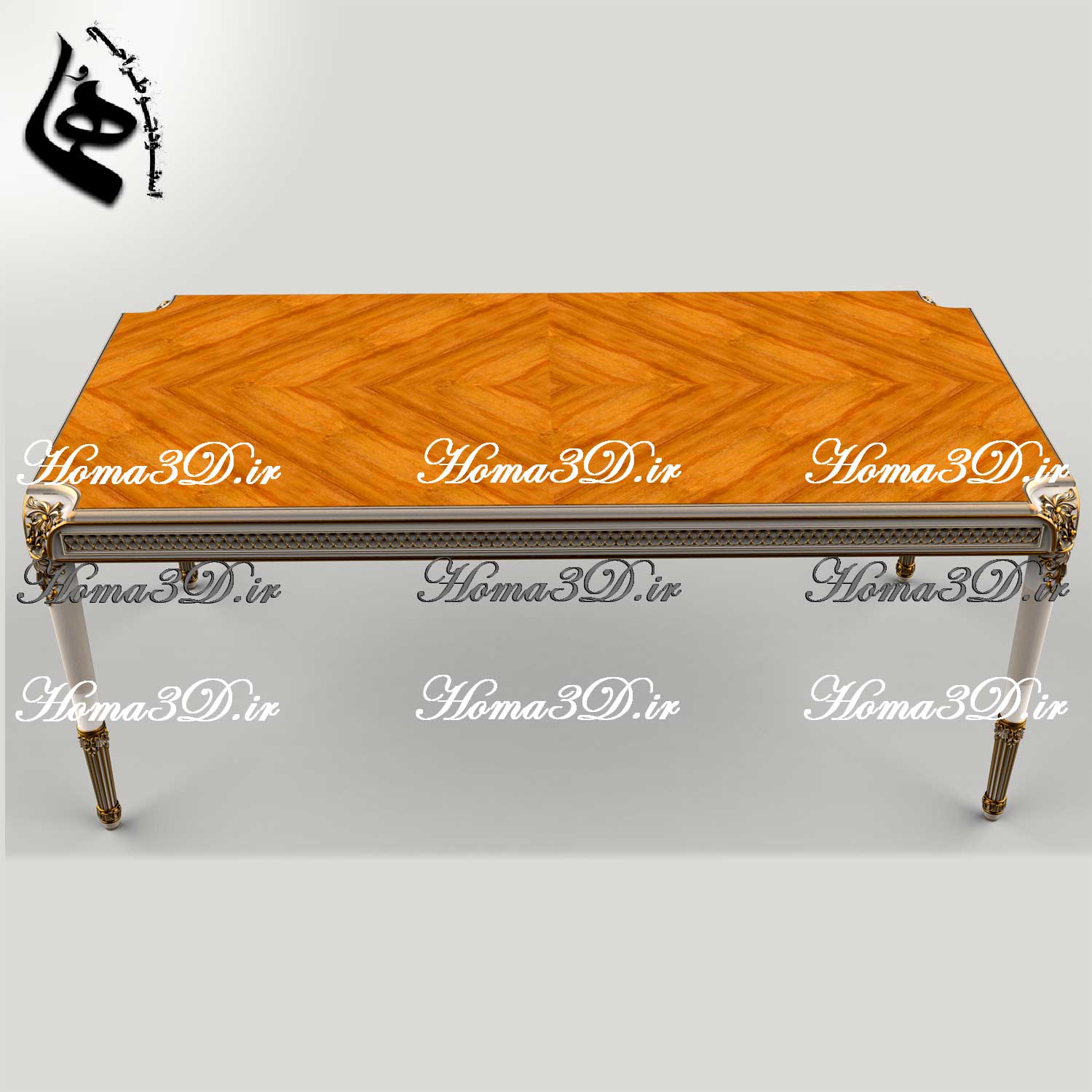 فایل اسکن و طراحی میز ناهارخوری لوکس با منبت‌های ظریف نئوکلاسیک – آماده تولید با CNC چوب، روتاری و لیزر